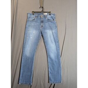 Wrangler Mens Slim Straight Jeans Blue Cotton Spandex Blend Size 36x32